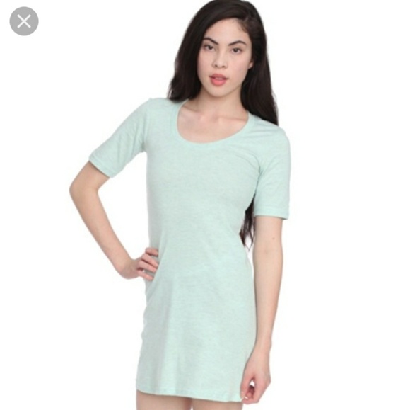 mint green t shirt dress Signature Embroidery Tee Dress in Neon Mint or Neon Peach by Foxwood -  Kindred Spirit main image 0